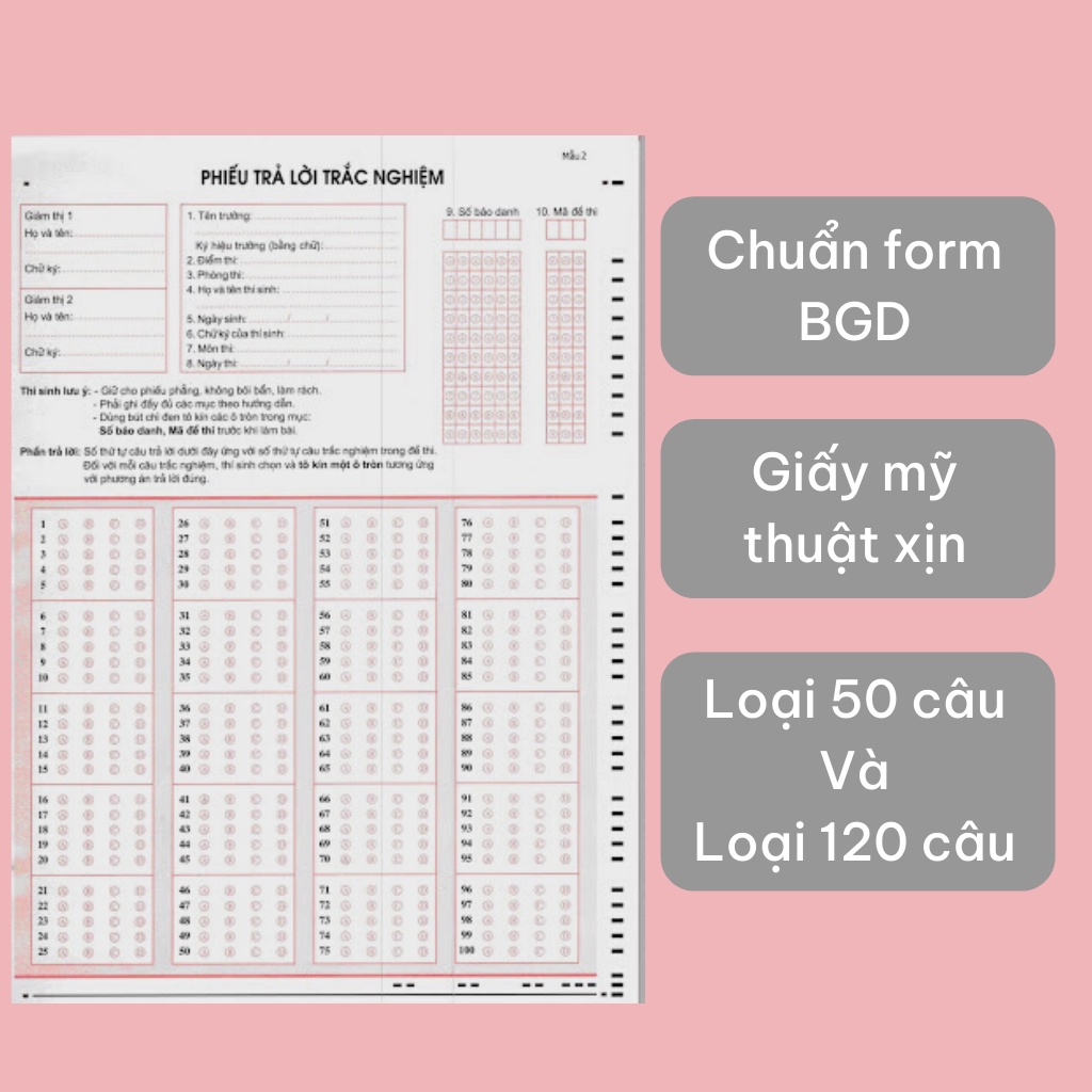 Phiếu trắc nghiệm MoonBook chuẩn cấu trúc thi THPT quốc gia