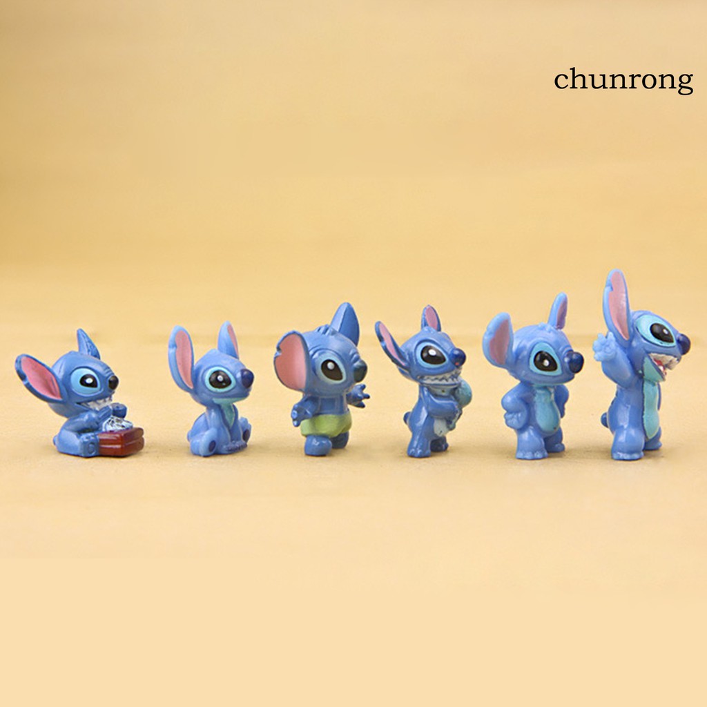 CR+12Pcs Anime Cartoon Figure Cute Stitch Model Toys Car Ornaments Home Decoration