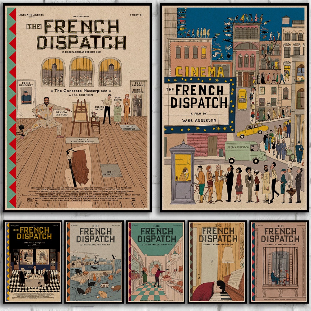 Tấm Áp Phích Dán Tường Trang Trí Phòng Khách / Quán Bar In Chữ the French Dispatch of the Liberty MS