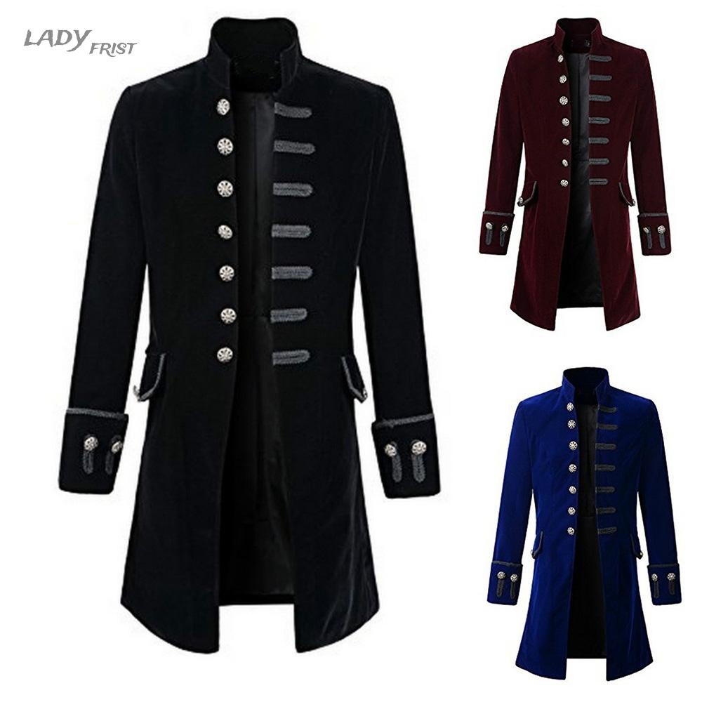 Retro Victorian Steampunk Gothic Men Tailcoat Jacket Tail Coat Halloween Costume(in stock）
