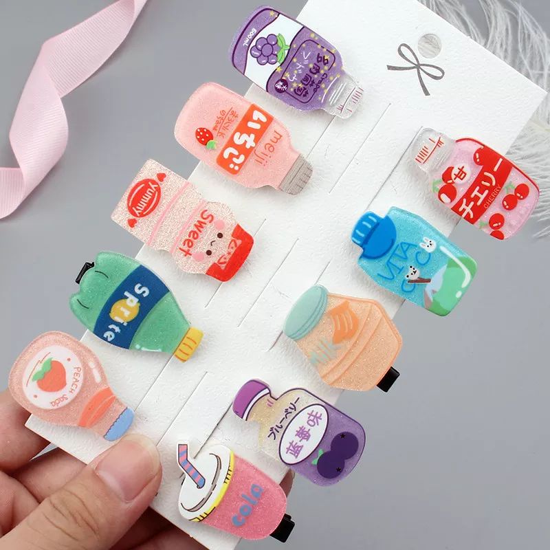 1 KẸP TÓC NHÍ MINI HỌA TIẾT CHAI NƯỚC NGỌT DỄ THƯƠNG