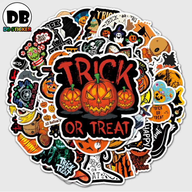 [Set 50 Cái] Sticker dán mũ bảo hiểm, chống nước phong cách Halloween - DB.074