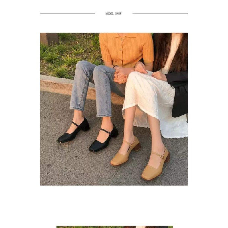 Giày Mary Jane mũi vuông