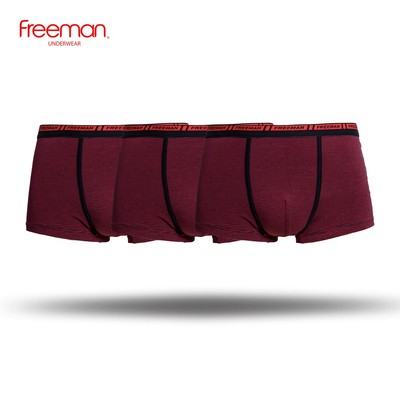 Quần lót nam boxer Freeman chất liệu cotton thấm hút mồ hôi tốt màu đỏ sọc đen [Combo 3] BO504