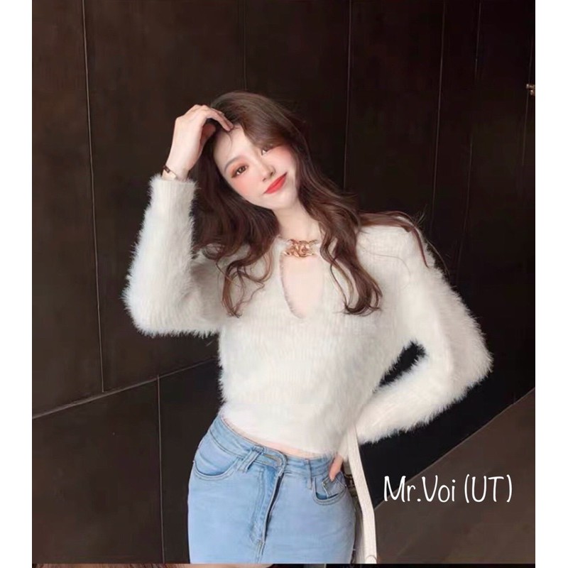 Áo len lông phối xích