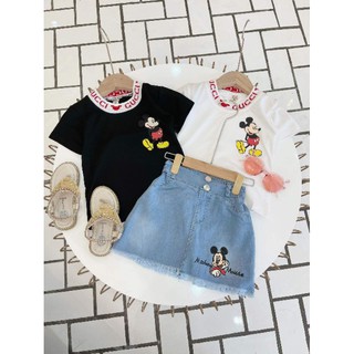 Set váy bò kèm áo Mickey