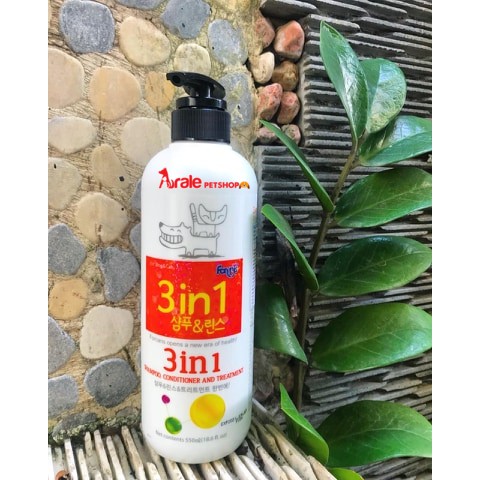 Dầu gội, xả và dưỡng FORCANS 3IN1 cho chó mèo 550ml