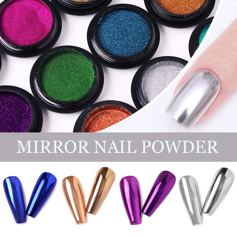 Hộp bột làm móng BORN PRETTY tráng gương ánh kim nhiều màu sắc trang trí móng nghệ thuật