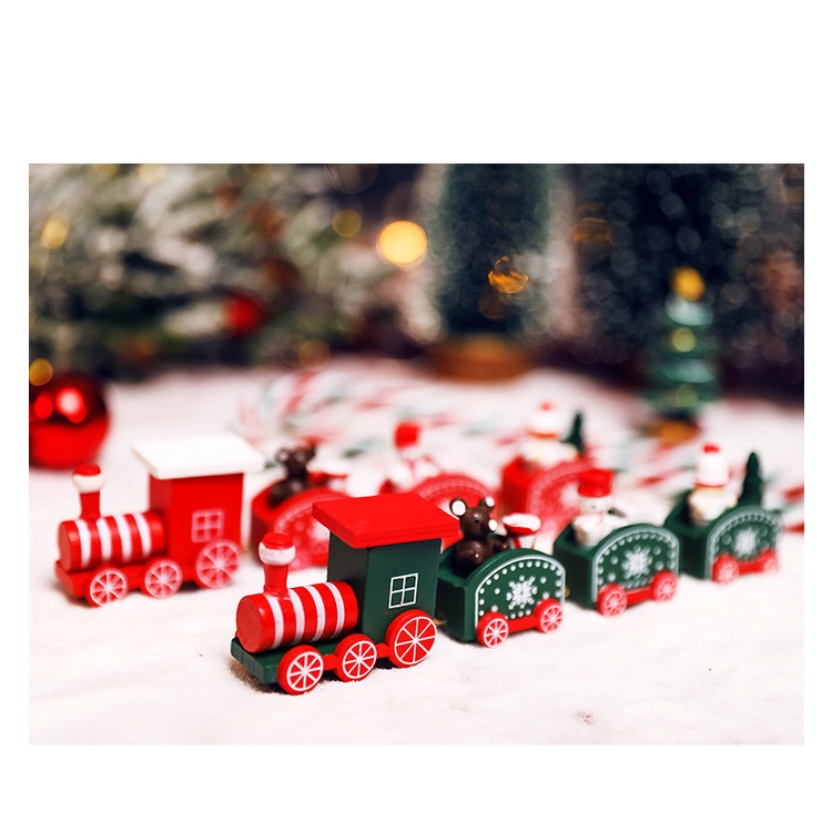 Đoàn Tàu Mini Trang Trí Noel Đạo Cụ Chụp Ảnh Phụ Kiện Giáng Sinh