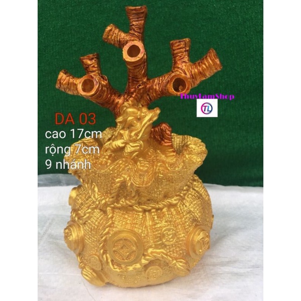 Gốc cây túi tiền đế đúc 15 nhánh làm cây cành vàng lá ngọc