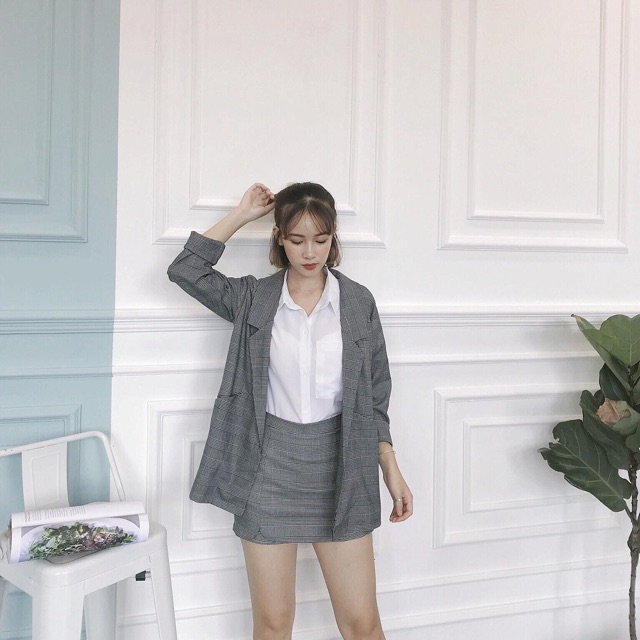 Áo Blazer không khuy & quần váy | BigBuy360 - bigbuy360.vn