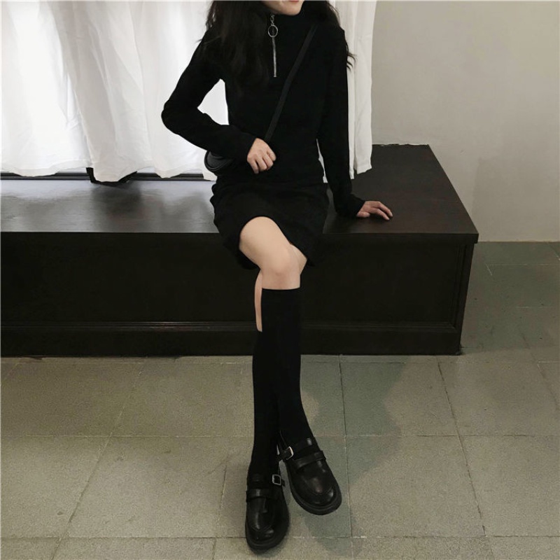 Đầm PERTY dáng ôm màu đen phong cách Hàn Quốc thời trang mùa thu cho nữ
