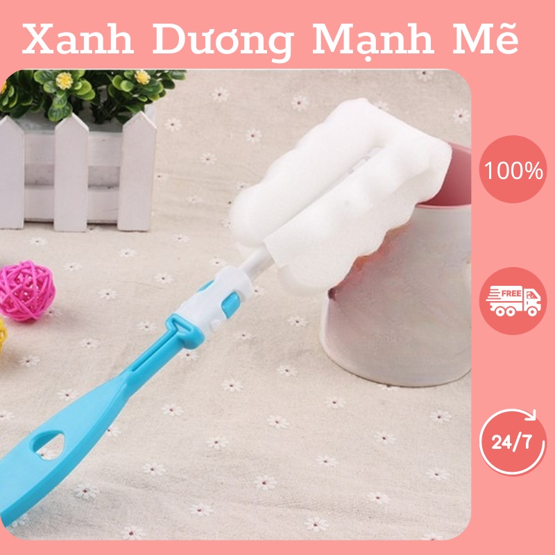 Bộ cọ rửa bình nước mút bọt biển, dụng cụ vệ sinh cốc ly siêu sạch tiện lợi, khớp nối thông minh tránh gãy mã UBAVN027