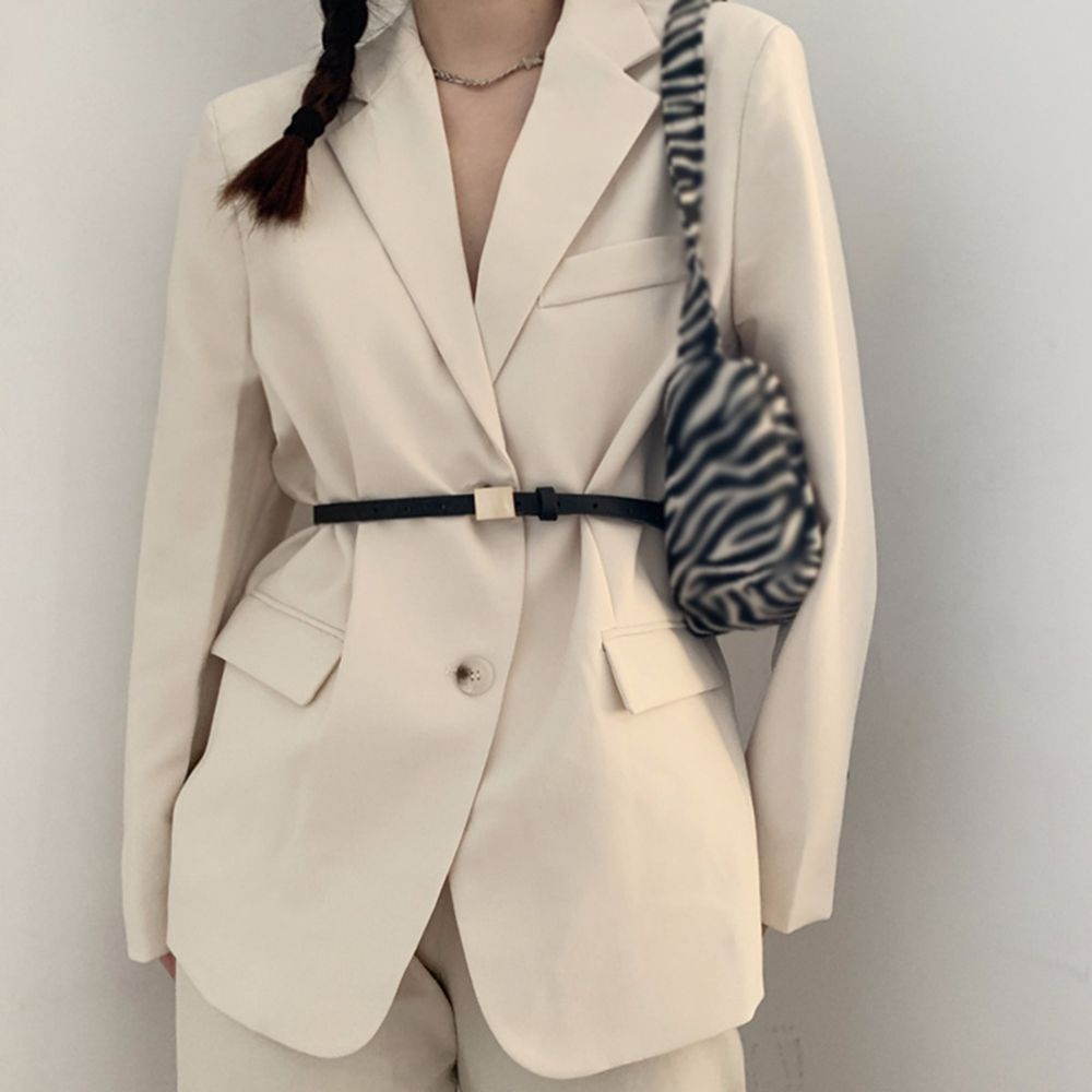 2 Thắt Lưng Da Pu Khóa Hợp Kim Phong Cách Vintage Hàn Quốc