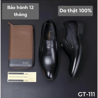[ thangthien ]GIÀY LƯỜI NAM DA BÒ CAO CẤP - GIÀY TÂY TĂNG CHIỀU CAO 5CM CHO DÂN CÔNG SỞ MÀU ĐEN - GT-111NK032
