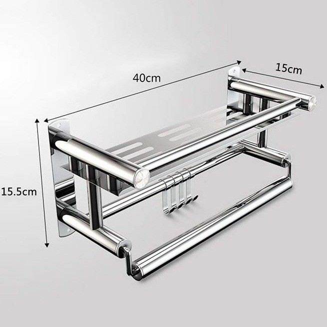 Kệ giá treo khăn nhà tắm inox , kệ giá treo quần áo phòng tắm 2 tầng