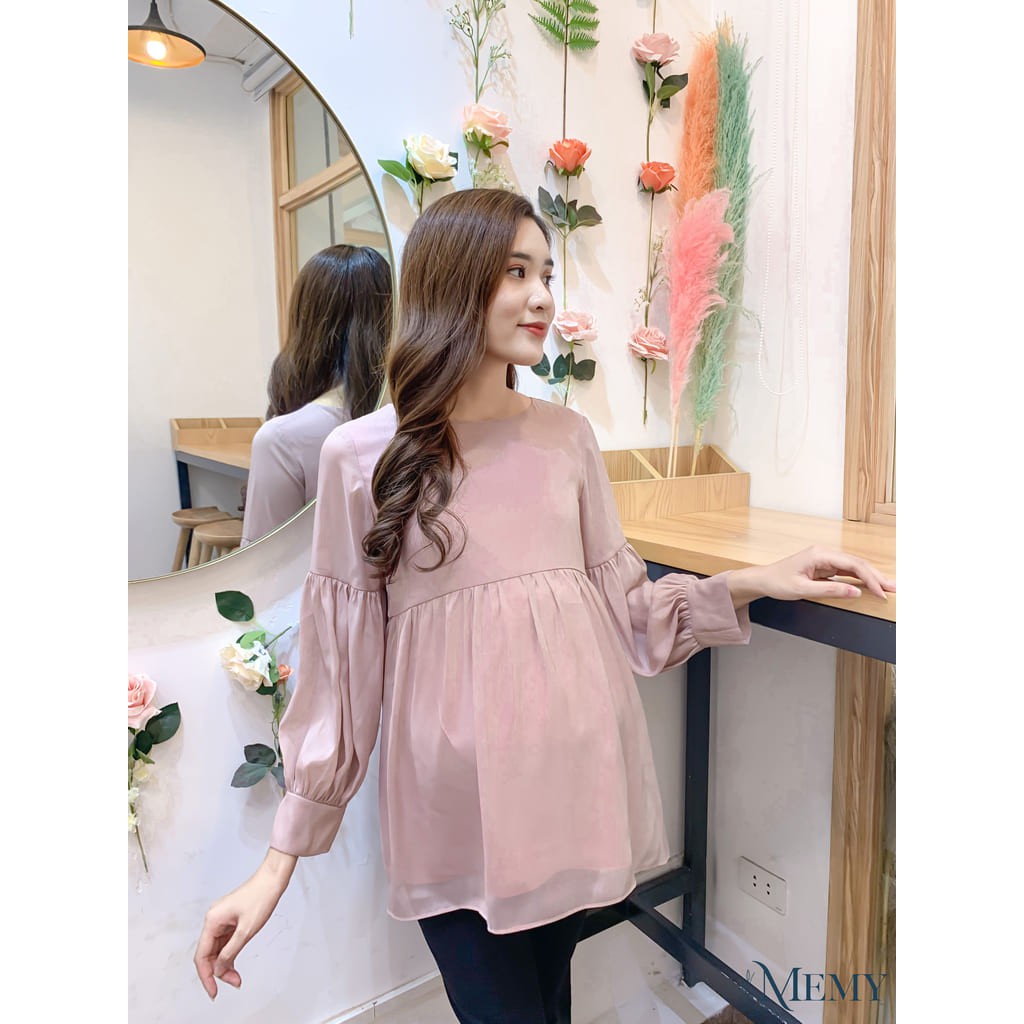 Áo bầu sau sinh Babydoll chất tơ lụa mềm mại, dáng cực dễ mặc và phối đồ thiết kế bởi MEMY