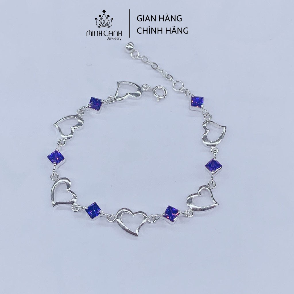 Lắc Tay Bạc Nữ Trái Tim Ngọt Ngào Đá Tím - Minh Canh Jewelry