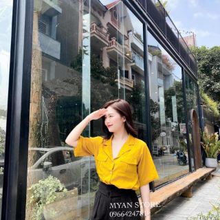 Set đồ sơ mi cổ vest và quần sooc vải
