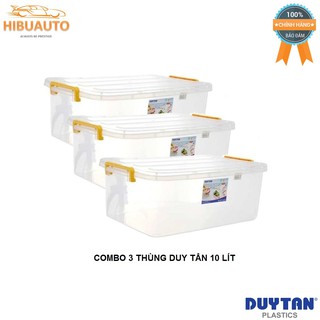 Combo 3 Thùng Nhựa Duy Tân Trong Suốt 10 Lít (41.2 x 27.2 x 14.5 cm) No.H115