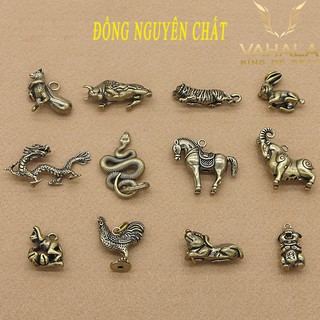 ⚡️ĐỒNG NGUYÊN CHẤT⚡️Móc khóa hình 12 con giáp, vật phẩm trang trí phong thủy mang lại tài lộc may mắn