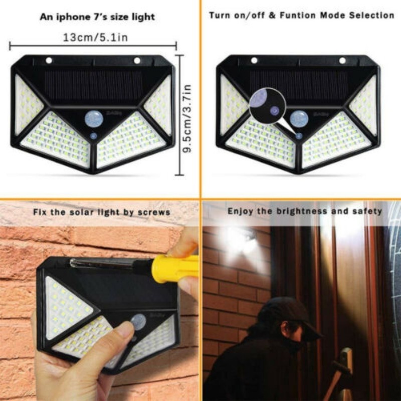 1 Đèn LED Năng Lượng Mặt Trời Cảm Biến Chuyển Động Chống Nước Trang Trí Sân Vườn Ngoài Trời