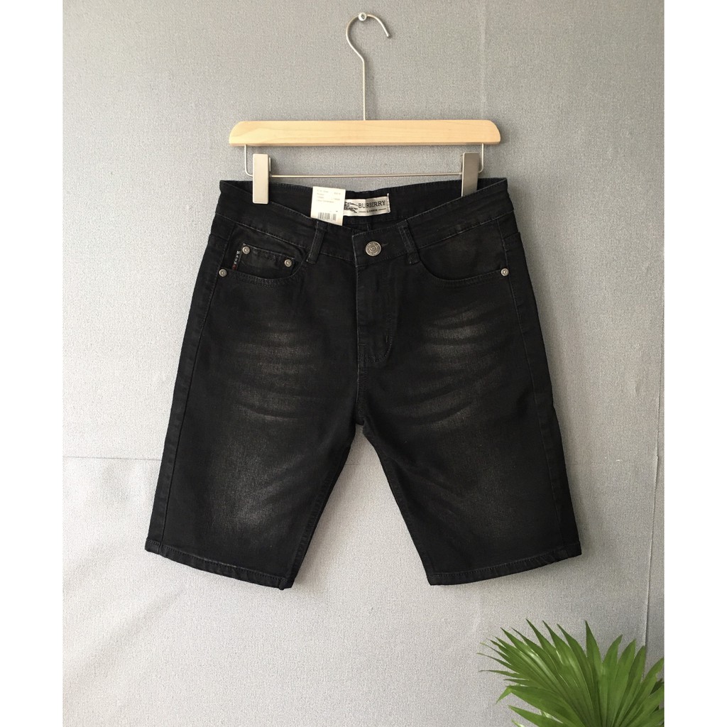 [FREESHIP EXTRA GIẢM TỚI 70K PHÍ VẬN CHUYỂN ĐƠN TỪ 50K ĐẾN 300K] Quần Short Jeans Nam Đen Trơn GOZ Co Giãn 4 Chiều <75kg