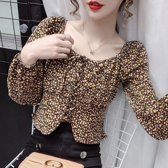 Áo Sơ Mi Tay Phồng Họa Tiết Hoa Thời Trang Cho Nữ