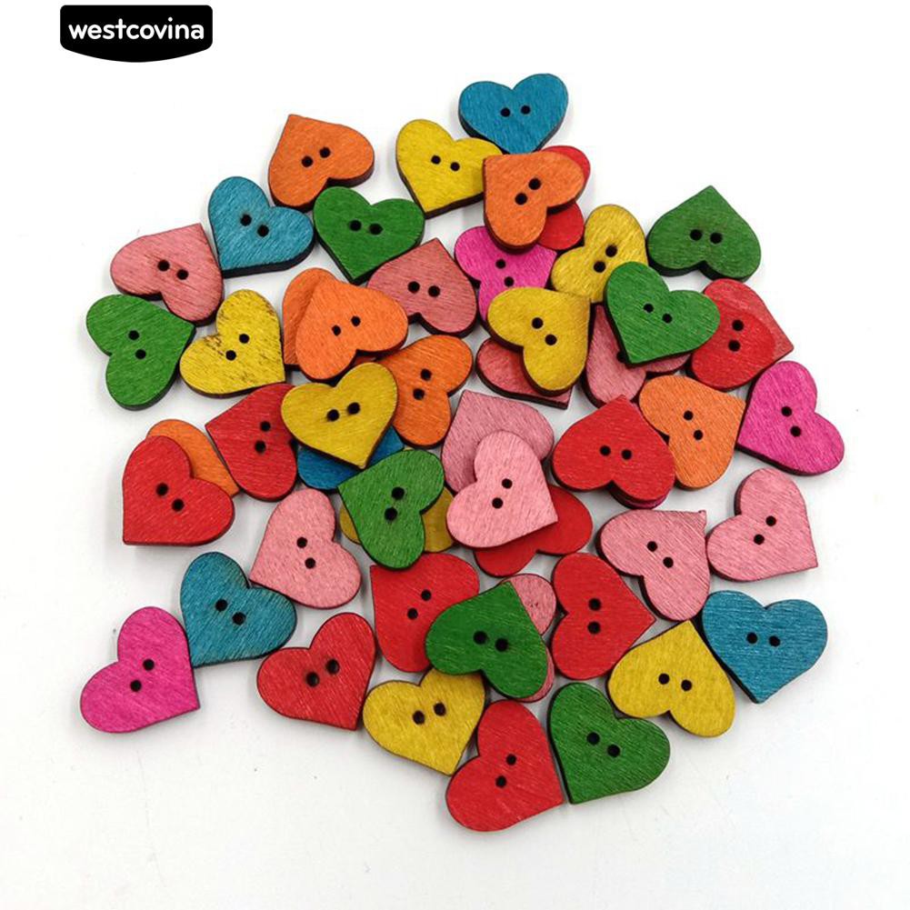 Set 100 Nút Gỗ 2 Lỗ Nhiều Màu Chuyên Dụng Cho Thợ May Vá