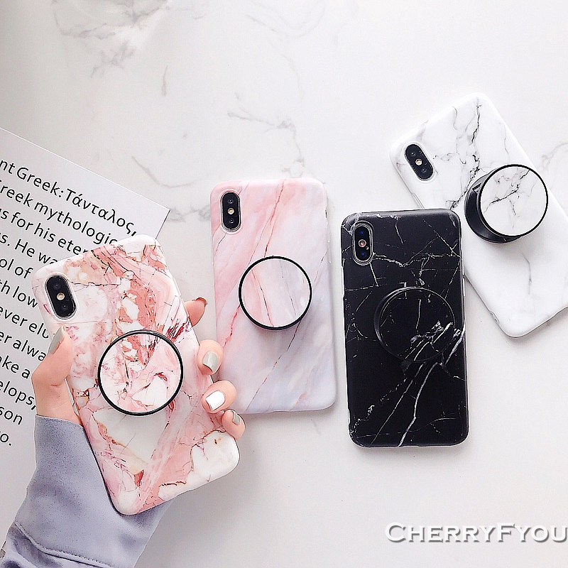 Simple Marble Coral Texture Soft IMD Case for IPhone 6s 7 8 Plus Xs Max XR XS