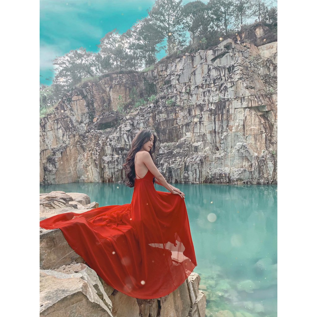 [ FREESHIP ] Đầm maxi đỏ chéo lưng đẹp