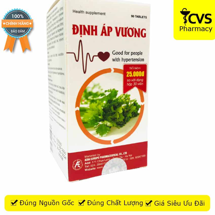 Định Áp Vương Hộp 90 Viên là giải pháp hiệu quả và toàn diện giúp ổn định huyết áp - Cvspharmacy