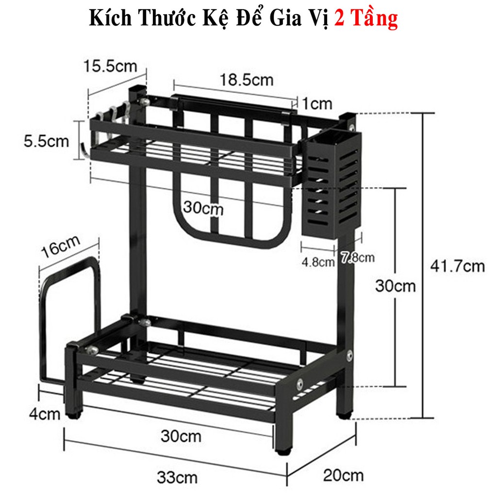 Kệ Để Gia Vị Đa Năng Chữ L 2 Tầng 3 Tầng - Kèm Giỏ Đũa  Giá Để Giao Thớt - Sơn Tĩnh Điện Cao Cấp - Chính hãng miDoctor