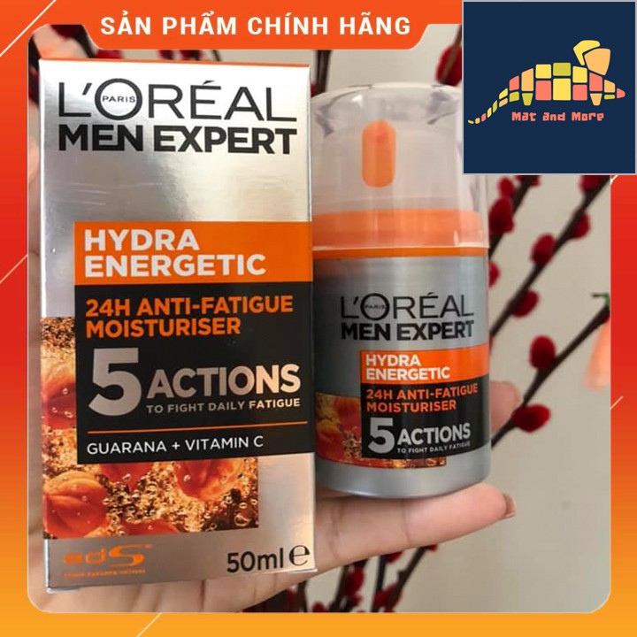 [CHÍNH HÃNG] Kem dưỡng ẩm 5 tác động chống mệt mỏi Loreal Men Expert Hydra Energetic, Anti-Fatigue Moisturiser 50ml