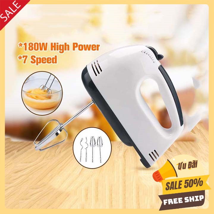 [XẢ KHO] Máy Đánh Trứng Cầm Tay 7 Tốc Độ Công Suất 180W