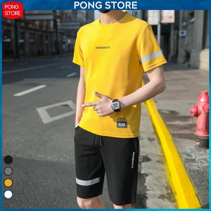 Bộ Đồ Nam Hè in Chữ DINK Chất Thun Mè Co Giãn Cao Cấp Form Rộng Full Size Dưới 70Kg pongshop