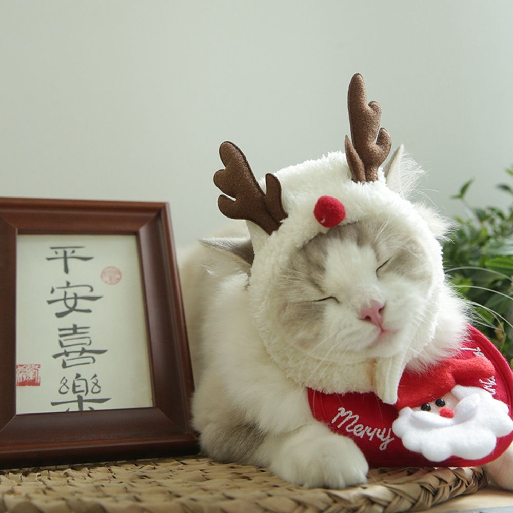 [Yếm Đeo Và Mũ Noel Thú Cưng] ⚡ Đeo Set yếm tam giác + mũ họa tiết ông già noel thời trang thu đông cho thú cưng