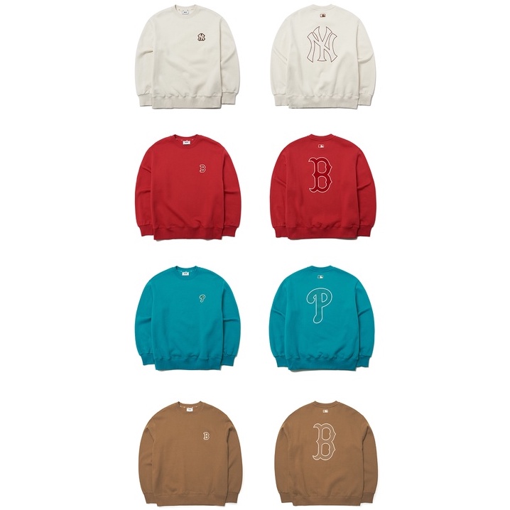 Áo sweater MLB NY dáng rộng lót nhung ấm áp thời trang thu đông cho nam và nữ mtb07