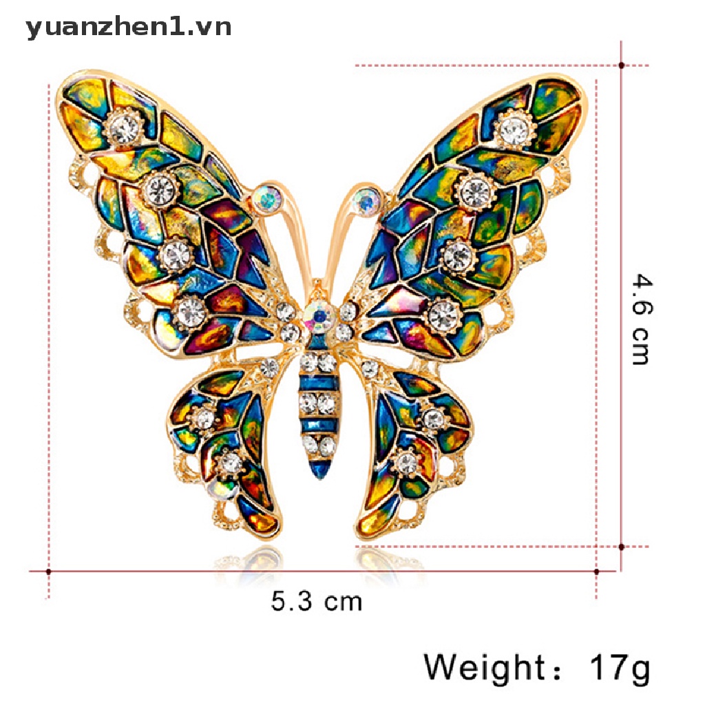Ghim Cài Áo Hình Bướm Đính Đá Nhiều Màu Sắc
