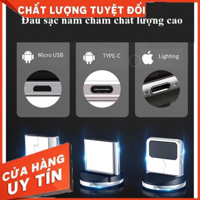 [ BÁN NHIỀU NHẤT ]Cáp sạc từ hút nam châm đầu Iphone | micro USB | Type C xoay 360 độ dây dù,có LED cao cấp