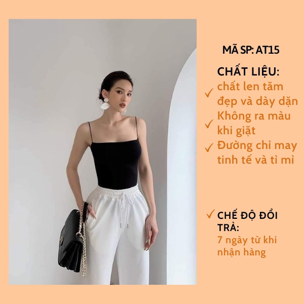 Áo 2 dây croptop ôm sợi bún trơn bigsize thun body NAVASA AT15