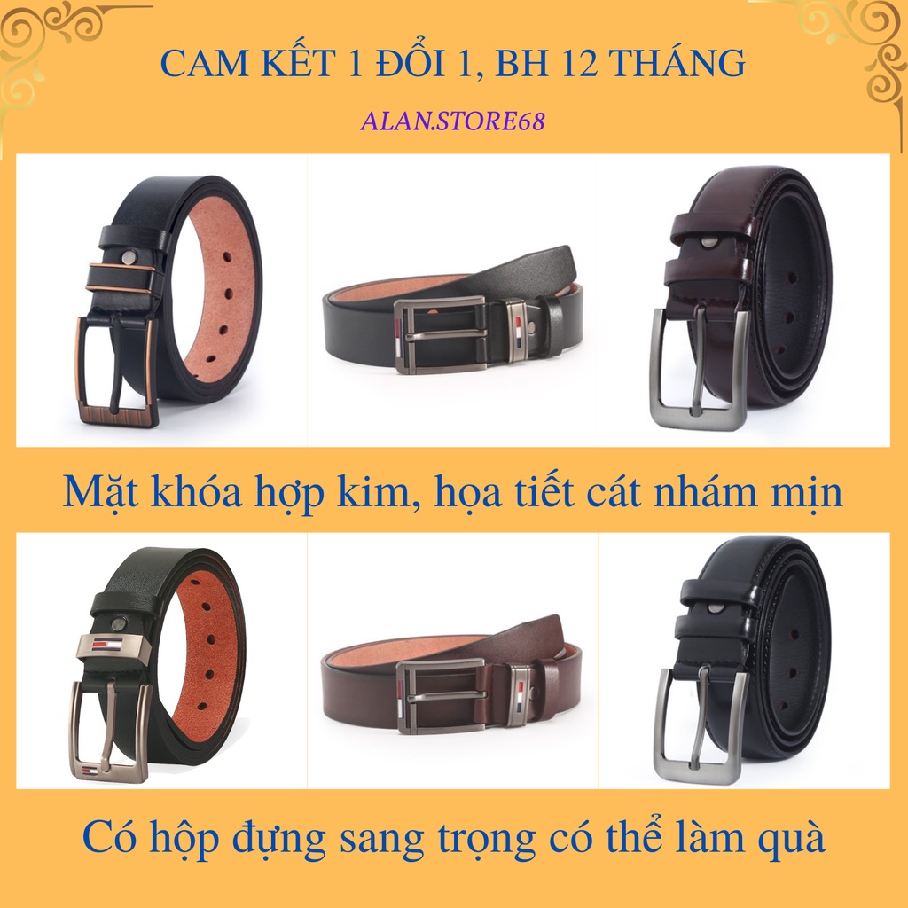 Thắt lưng nam loại dây đục lỗ khóa hợp kim cao cấp, dây lưng nam cao cấp Alan Store