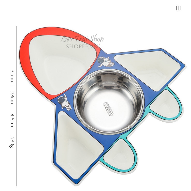 Bát ăn dặm cho bé hình máy bay phi thuyền inox 304