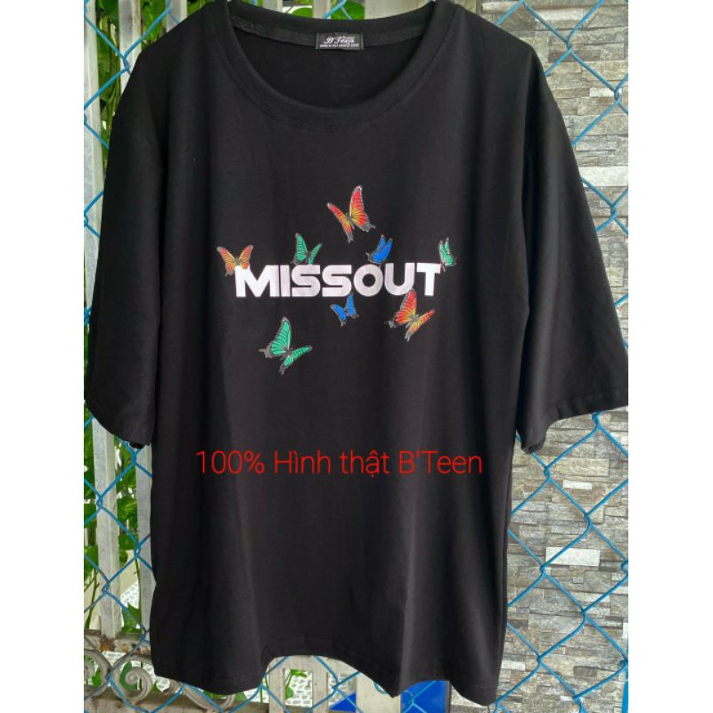 Áo thun % Hình thật phía sau🤩 tay lỡ Unisex .M.I.S.S.O.U.T. Bướm