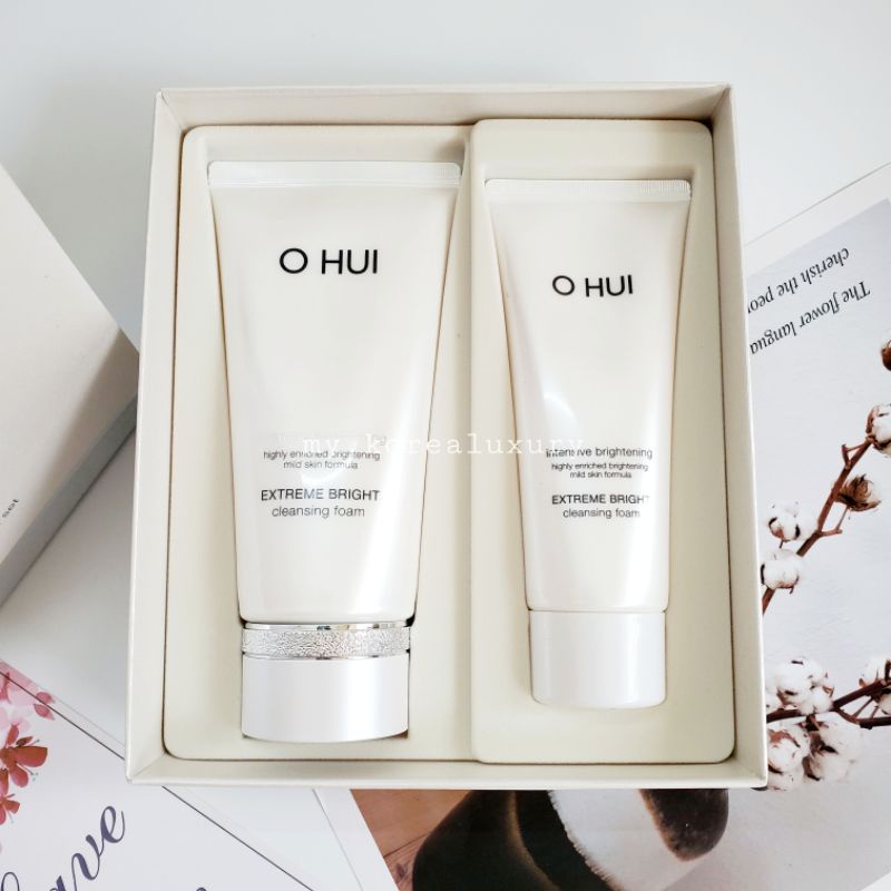Set sữa rửa mặt trắng da Ohui Extreme Bright Cleansing Foam