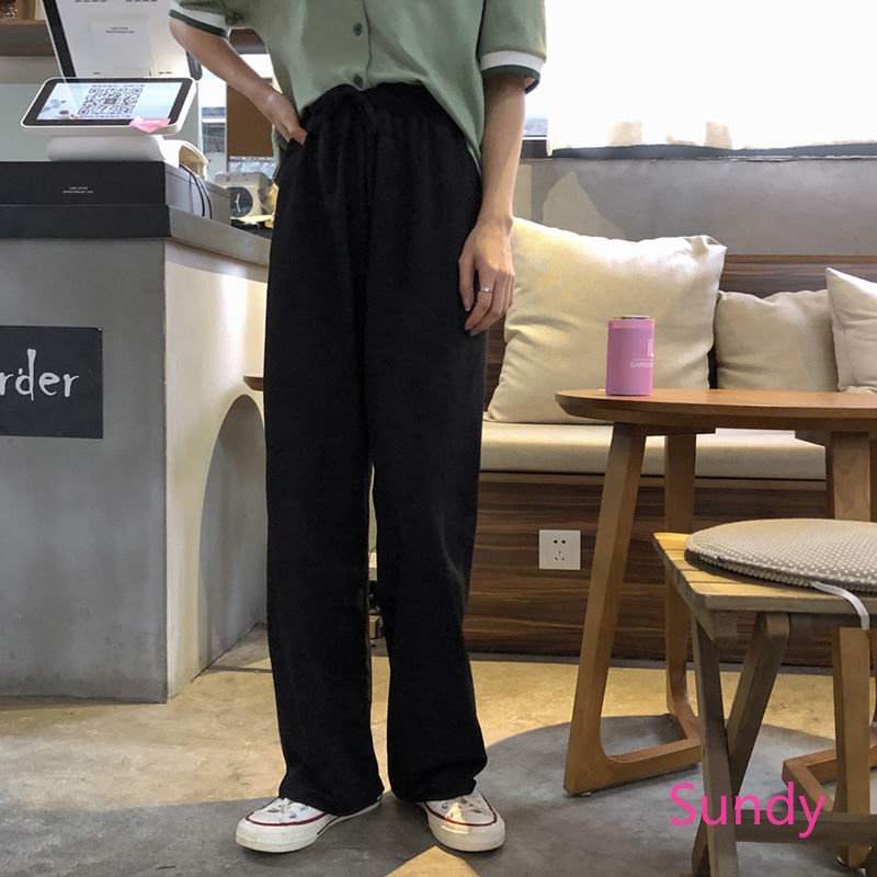 Quần ống rộng Lưng Cao Thời Trang Mùa Thu Plus Size Cho Nữ