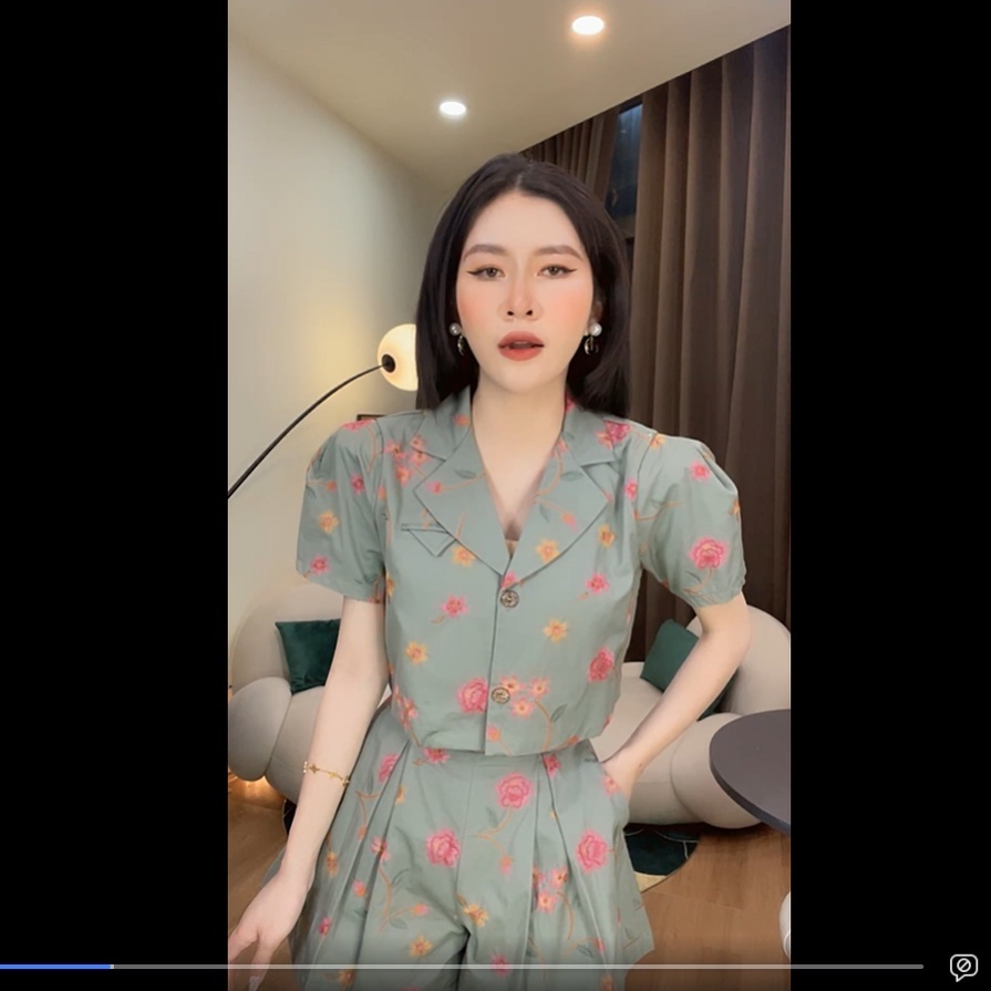 LILAC- Set áo quần xanh hoa thêu QCCC Hàng Loan Lâm