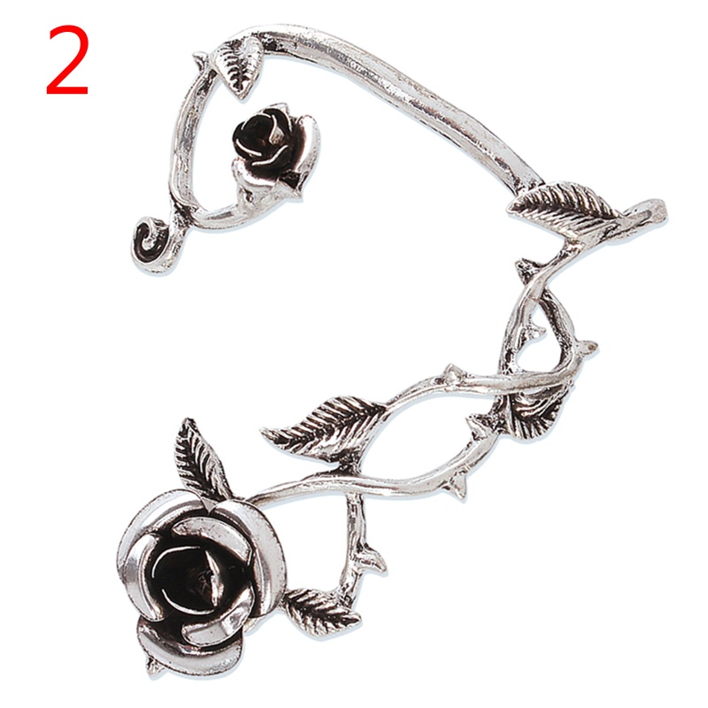 Bông Tai Dạng Kẹp Hình Rắn Và Hoa Hồng Phong Cách Gothic Cổ Điển Cho Nam Và Nữ