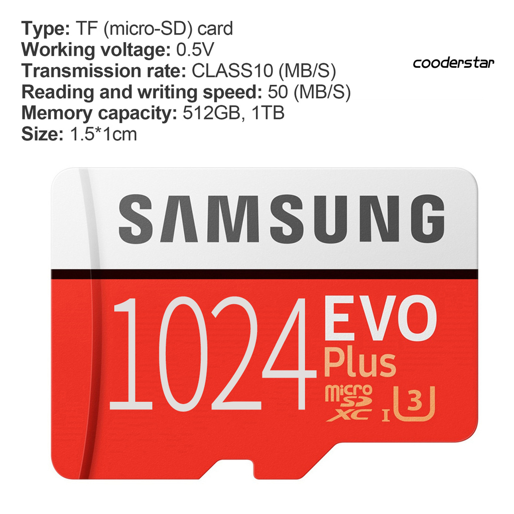 Thẻ Nhớ Cooderstar Siêu Mỏng Chống Nước Chống Từ Tính Tốc Độ Cao Cho Samsung 512gb 1tb Tf Mp3 / Mp4