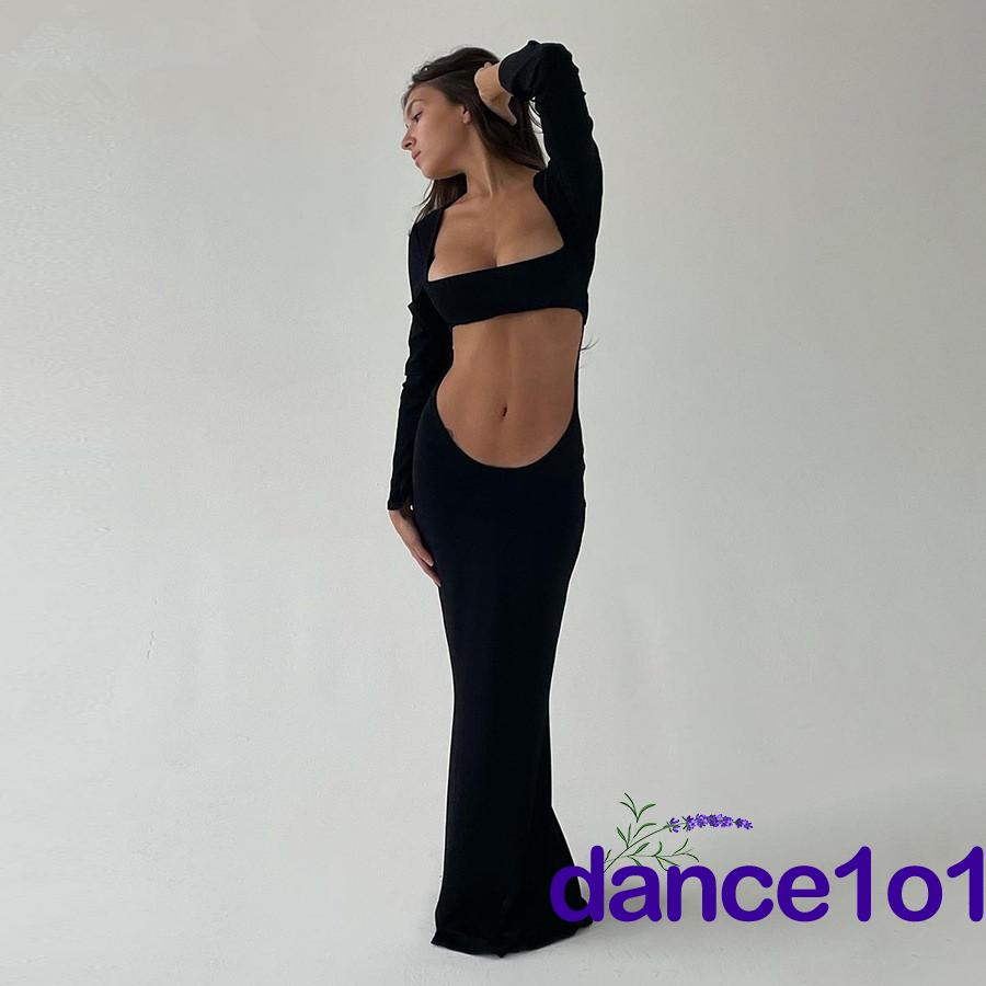 Đầm Ôm Dài Tay Cổ Vuông Quyến Rũ Dành Cho Nữ Khiêu Vũ1O1-